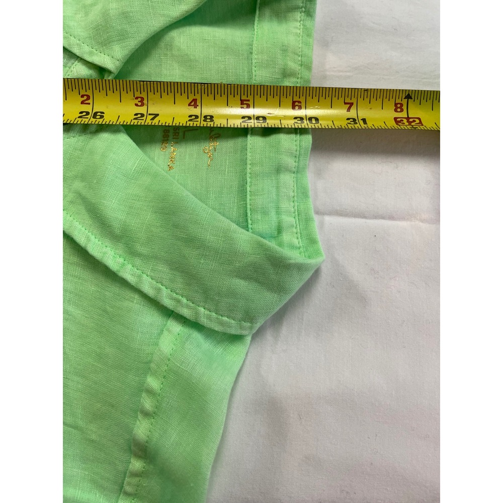 Lilly Pulitzer Sea View Green Linen Button Up Shirt Coastal Resort Preppy XL - Picture 12 of 15